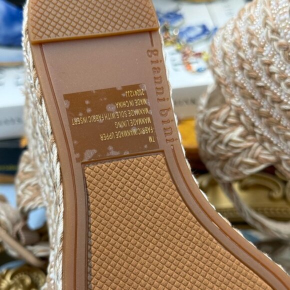 🆕 GIANNI BINI 🧿 NWOB Santi Woven Beaded Wedge Sandal - Neutral Woven Sz US 7 - Picture 16 of 16
